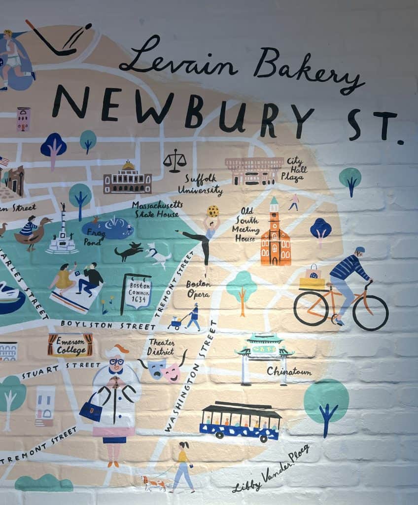 Cafes and Brunch Spots in Boston: Levain cafe Newbury Street map