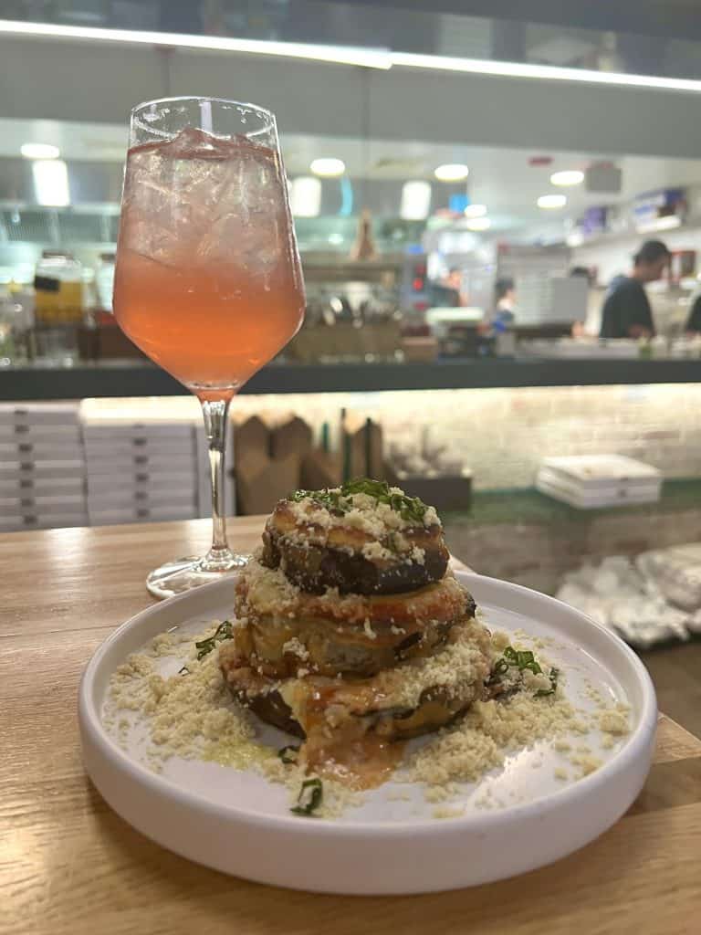 Fox & Knife Eggplant stack with soda