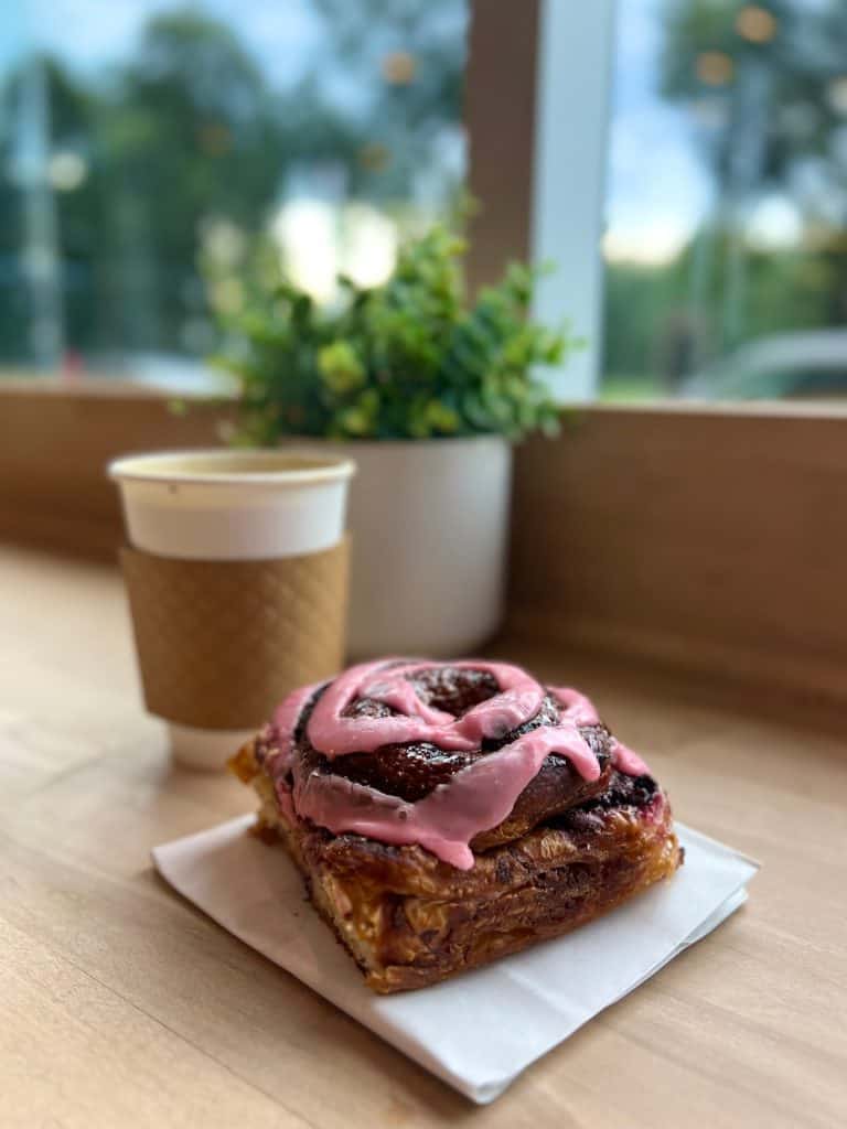 Cafes and brunch spots in Boston: Coffee and Raspberry Babka at Bakey