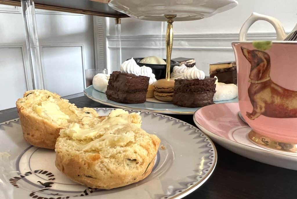 Red Leicester and chive scones