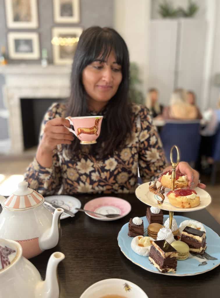 Bejal sipping on tea