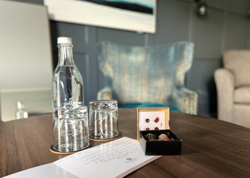 Rutland Hall Hotel & Spa Superior Double Lakeview Room: welcome chocolates and card