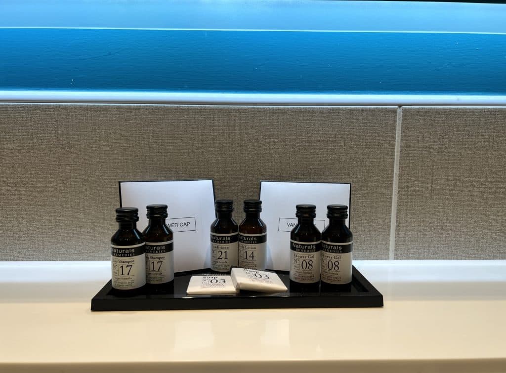 Rutland Hall Hotel & Spa Superior Double Lakeview Room: Natural Remedies Toiletries on bathroom shelf