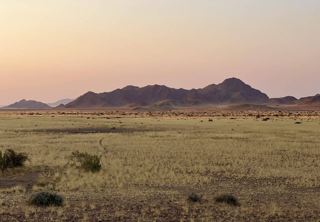Sunset on road in Sesriem