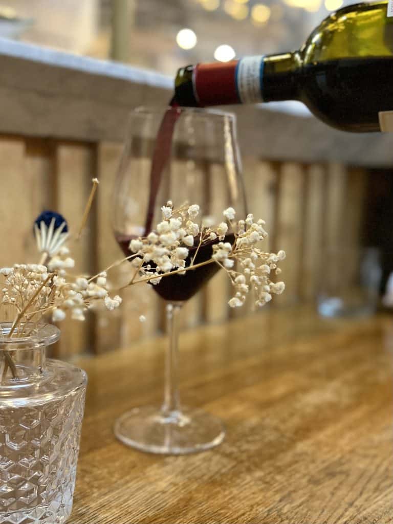 Red wine at La Piazza in Eataly Boston