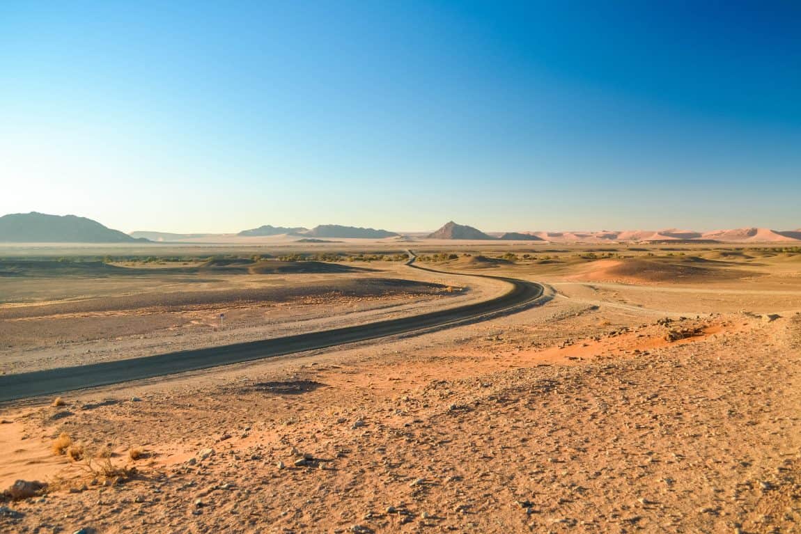 Driving in the Namibia desert