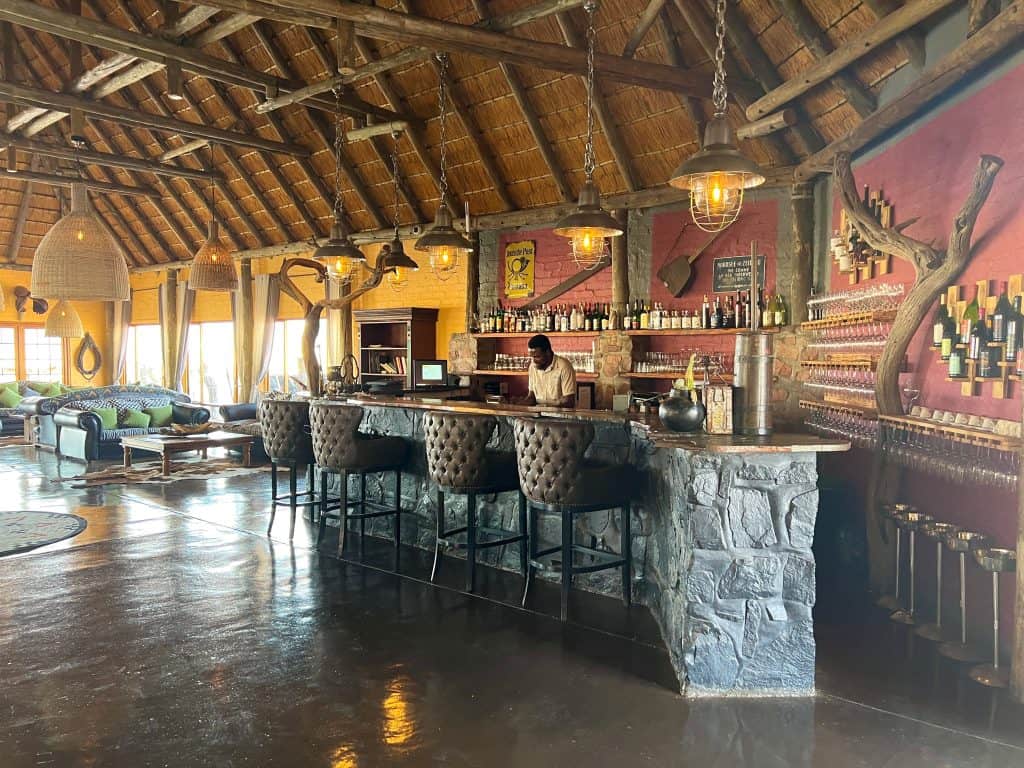 Eco-friendly Lodges in Namibia: Desert Homestead Lodge bar area