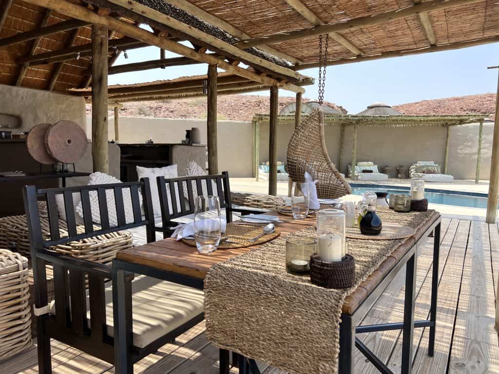 Eco-friendly Lodges in Namibia: Damaraland Camp Dining area