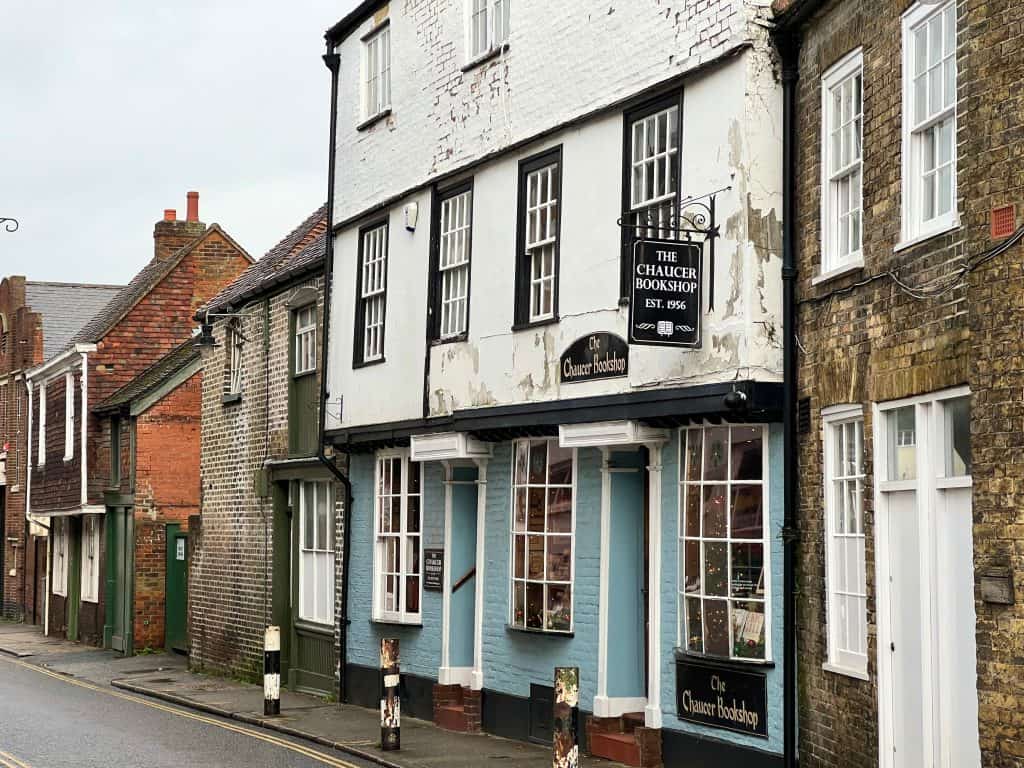 The best of Canterbury, The Chaucer Book shop exterior with black and white signage