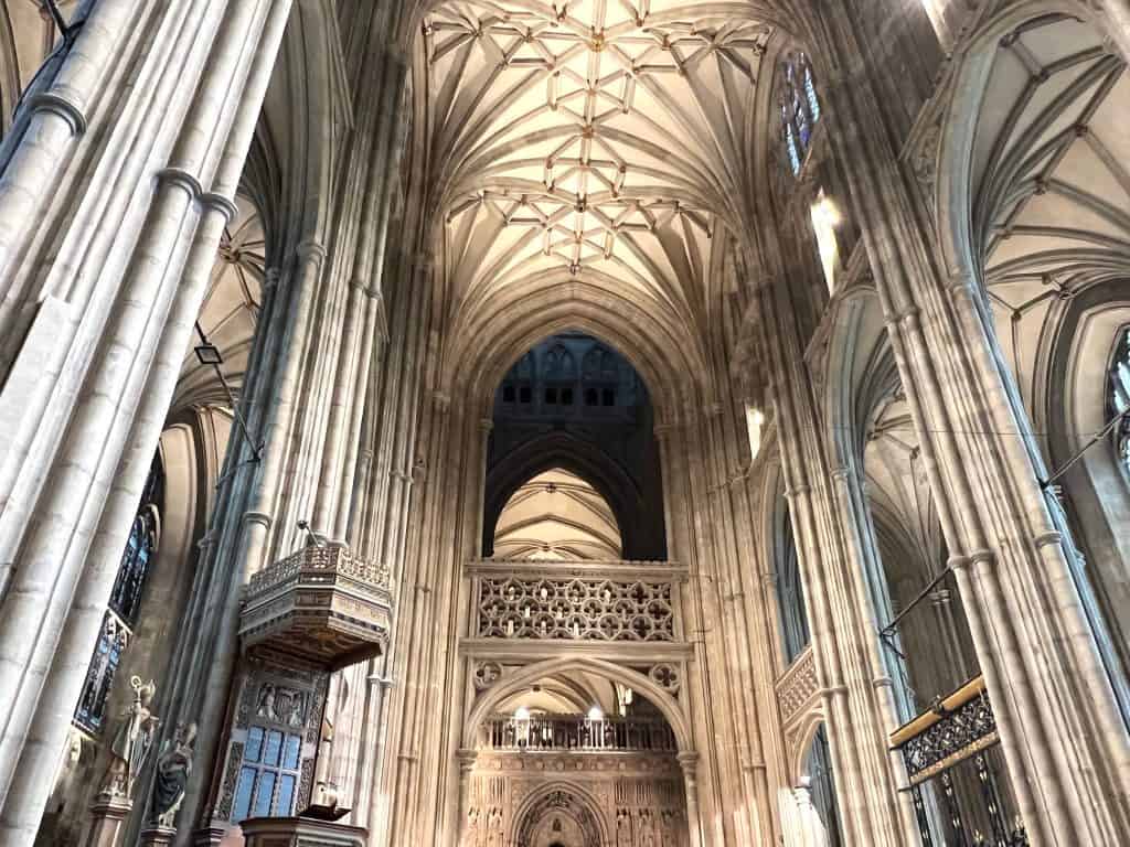 The best of Canterbury, Inside the Canterbury Cathedral with a view of the intricate ceiling