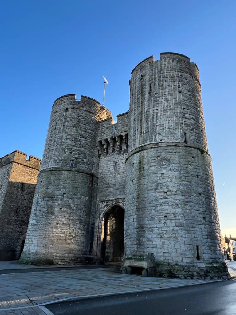 Westgate Tower, Canterbury standing tall against the blue skies.