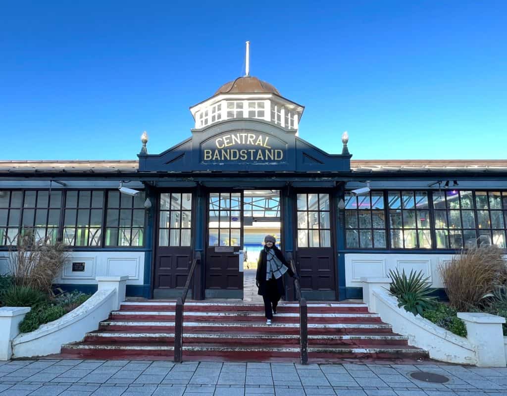 Herne Bay Pavilion with Bejal Standing outside the Central Bandstand