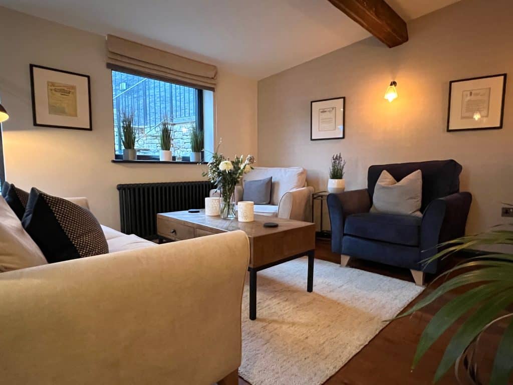 Cosy lounge space in The Merchant's Yard, Tideswell