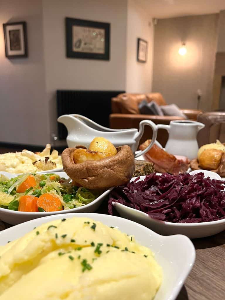 Vegetarian nut roast with vegetables and gravy during a stay at The Merchant's Yard.