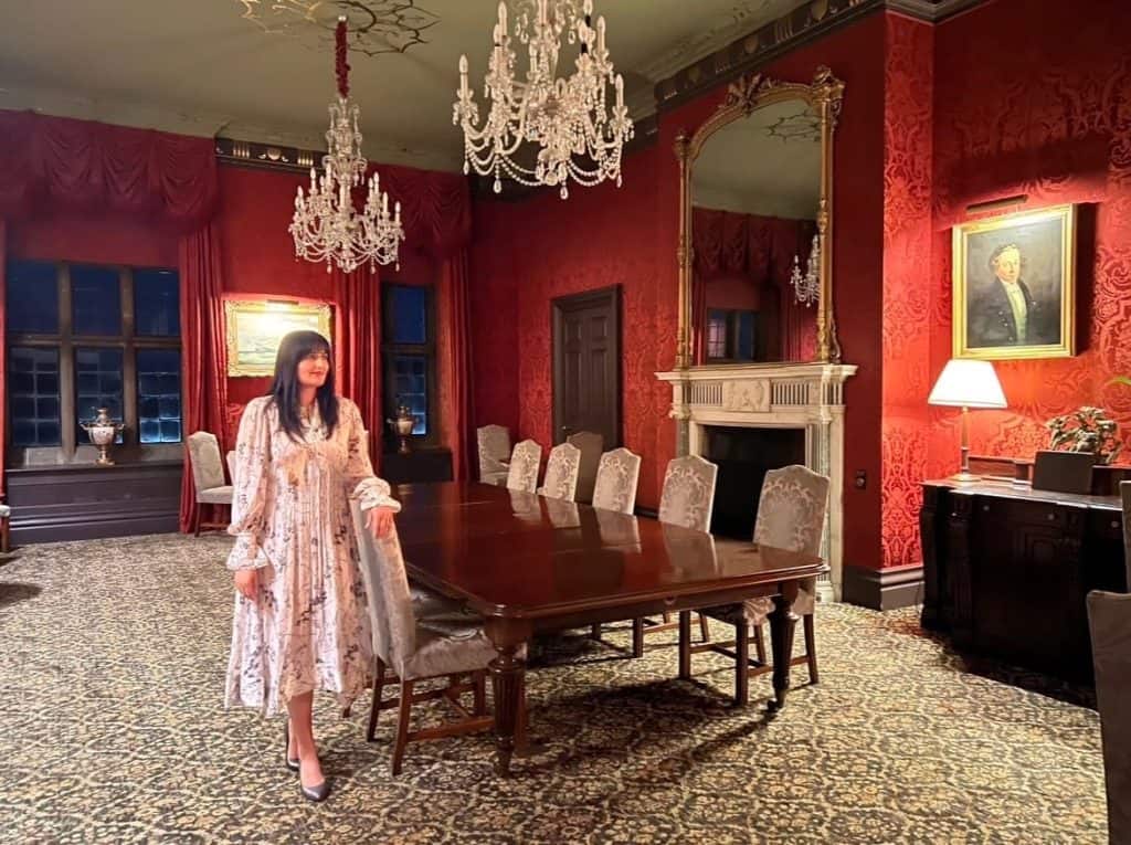 The Harborough Room with Bejal in a dress