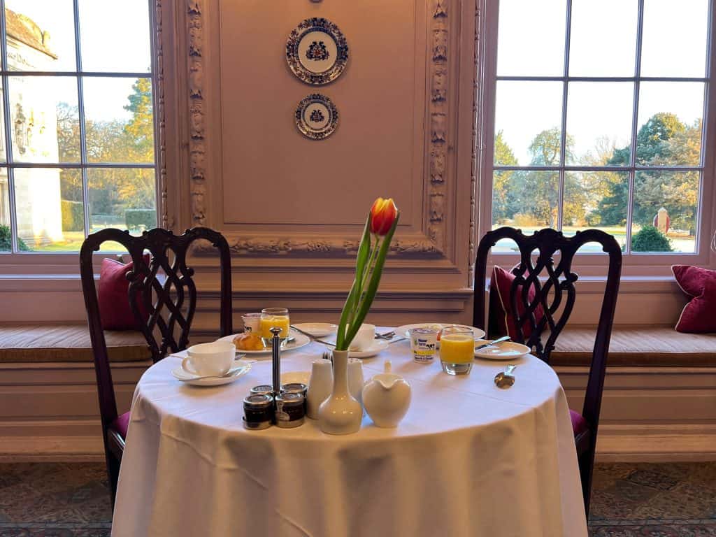 Breakfast set up table in Grinling Gibbons Room