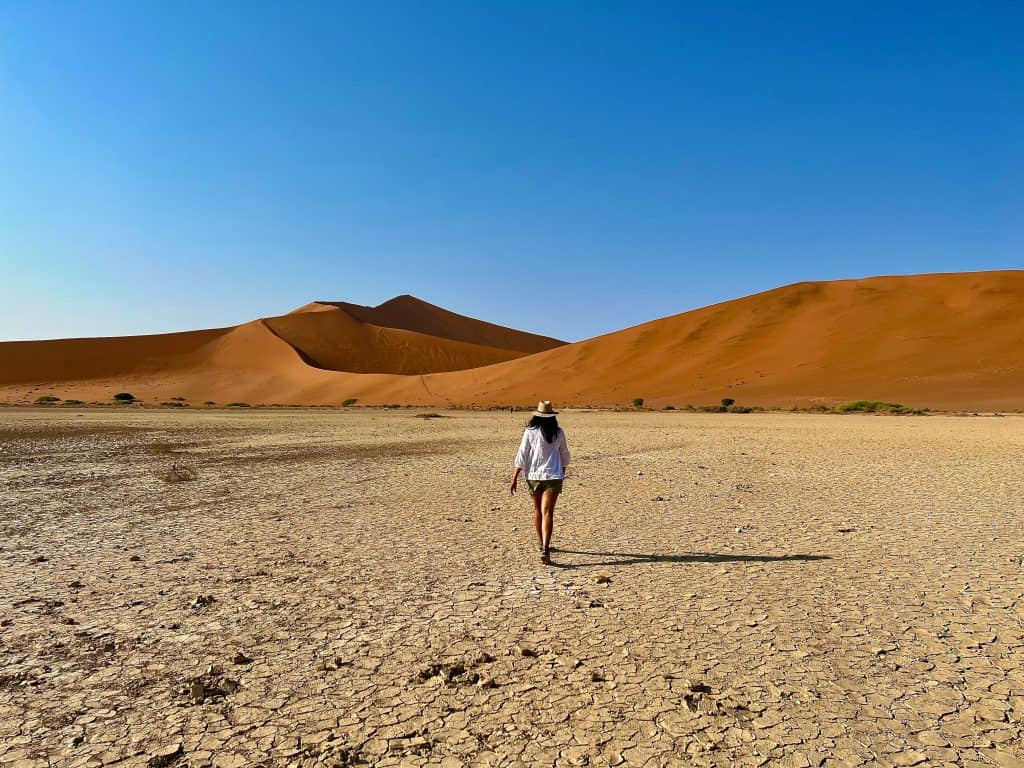 Best visit Sossusvlei: Big daddy dune from the base with standing in front
