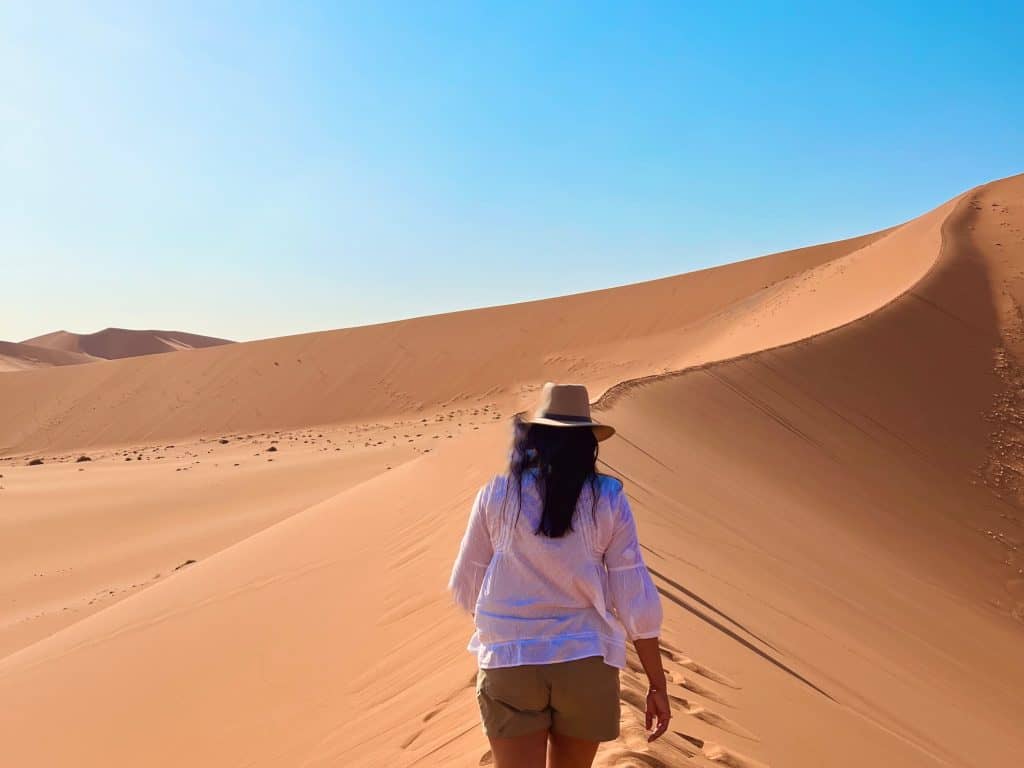 Best visit Sossusvlei: Bejal climbing Bid Daddy dune