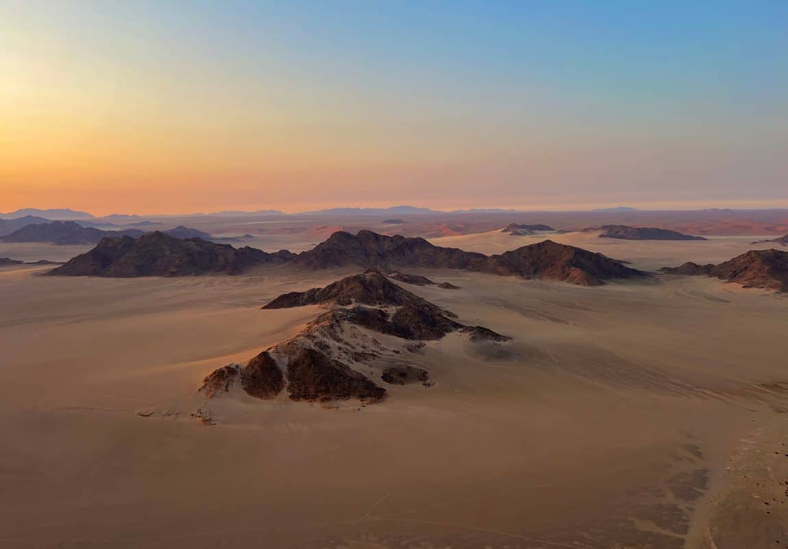 Best visit Sossusvlei: Sand dunes from hot air balloon at sunrise