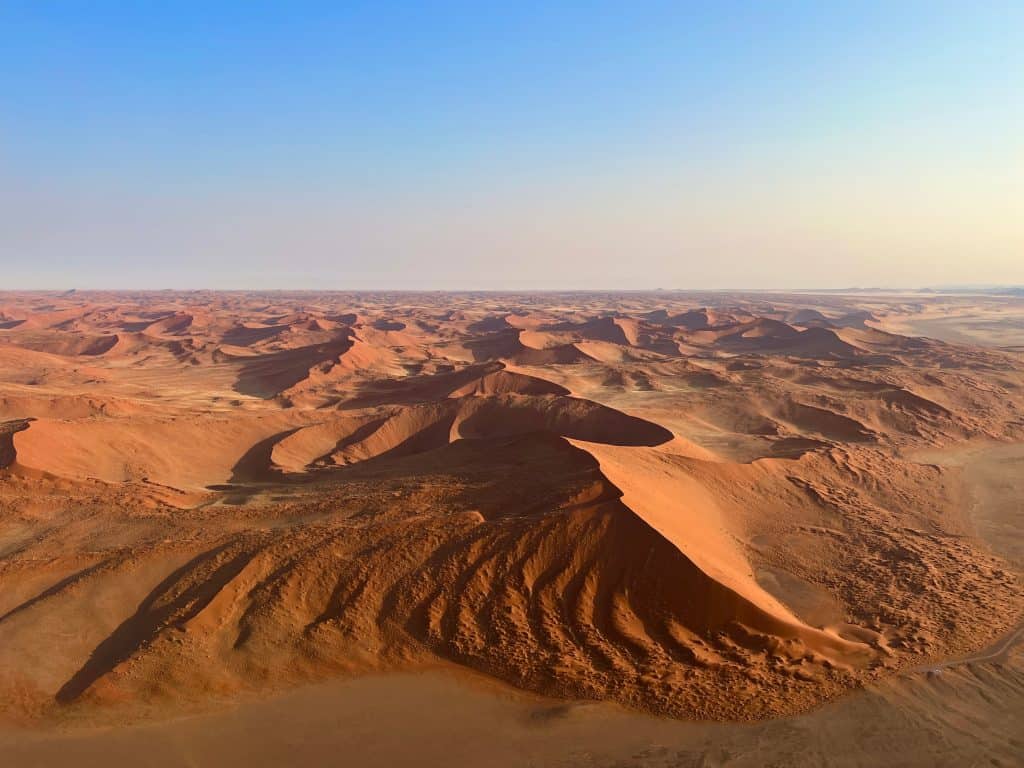 Formation of dunes from hot air balloon - aerial view