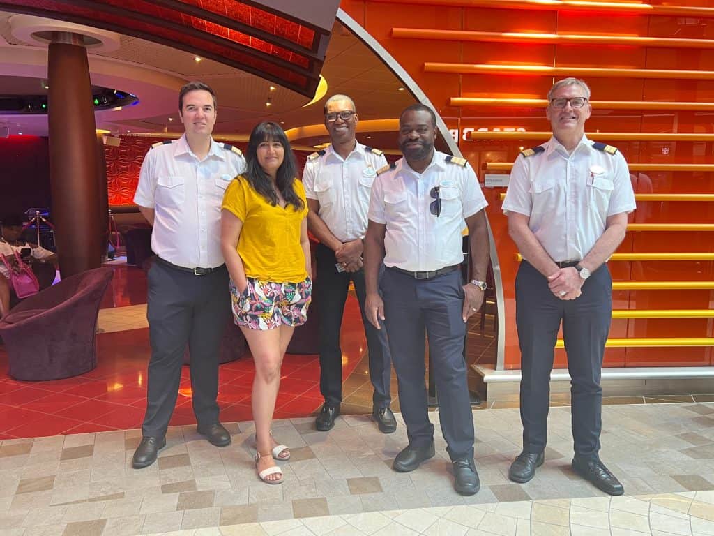 Bejal with the first officers on Symphony of the Seas
