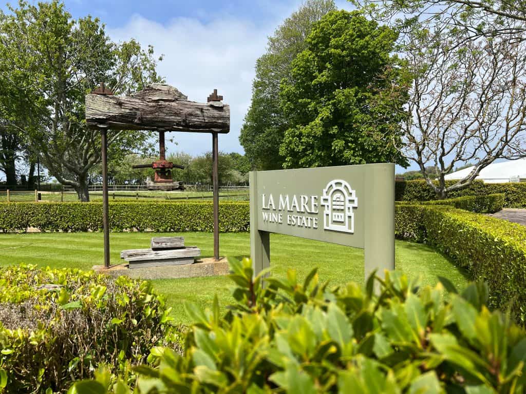 Vegetarian-Food in Jersey: LA Mare Wine Estate sign