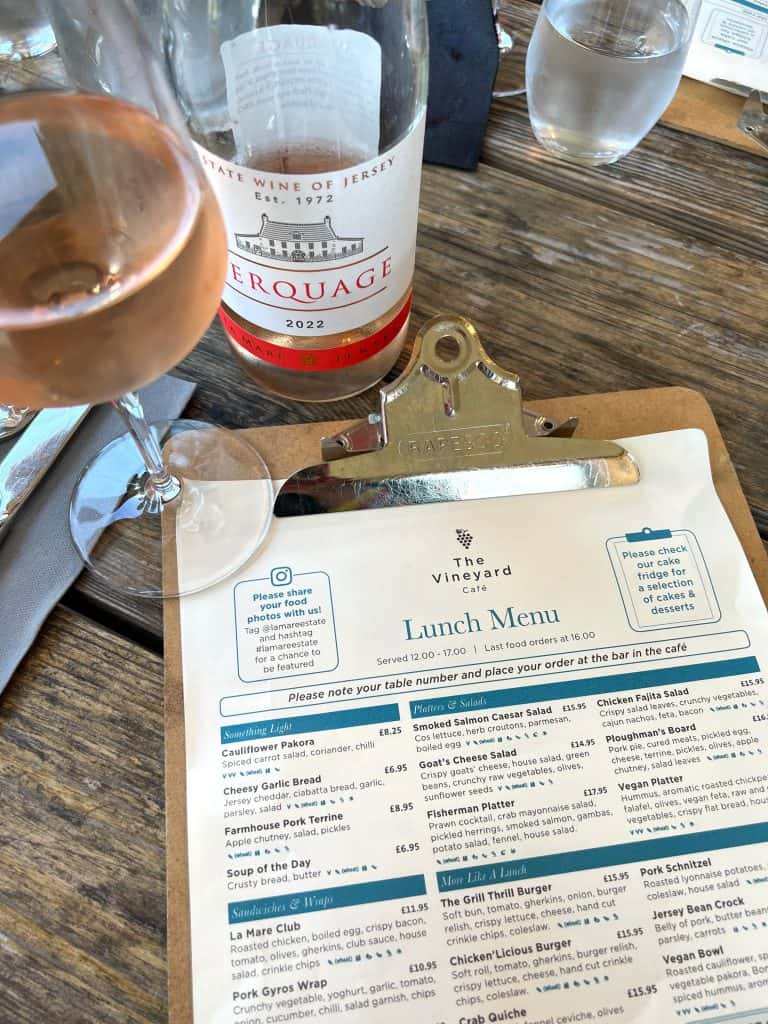 Vegetarian-Food in Jersey: La Mare Wine Estate wine and lunch menu