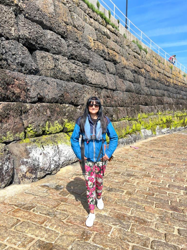 Bejal ready in windbreaker ready to board Ecrehouse Rib boat