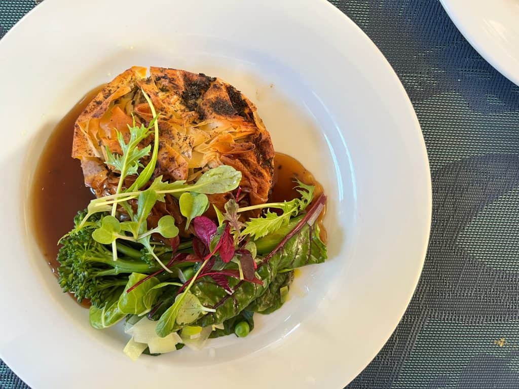 Vegetarian-Friendly Food in Jersey: cumin roasted butternut squash and lentil parcel.