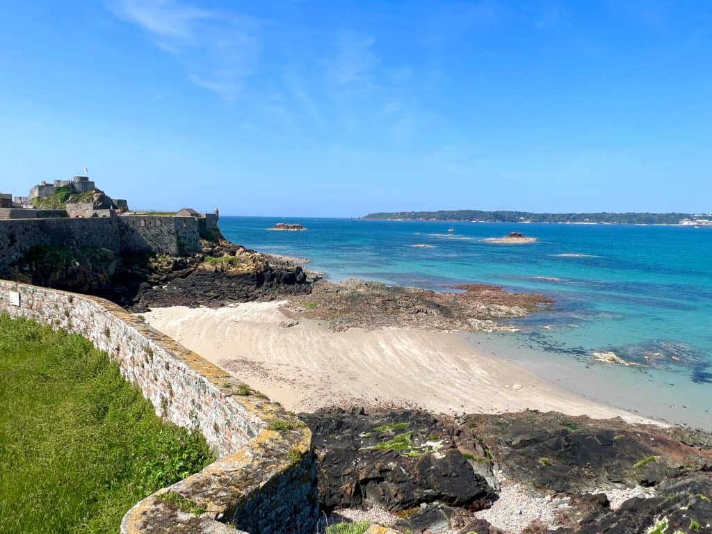 Views of St Aubin's Bay from St. Elizabthe Castle
