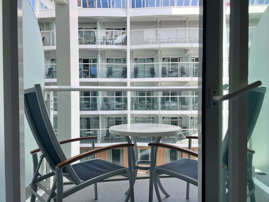 Stateroom balcony from inside