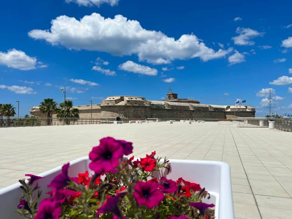 One day in Civitavecchia: Terrazza Giovanni Paola II with Fort Michelangelo in the backgrund