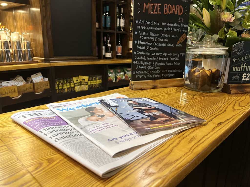 Newspapers on Bar area