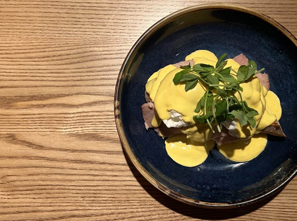 Brunch at The Forge Inn: Eggs Benedict top lay