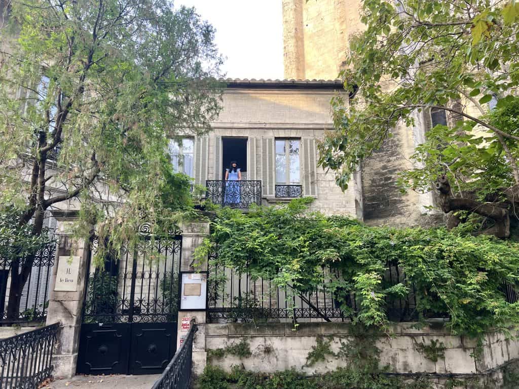 Le Lieu apartment exterior with Bejal on balcony