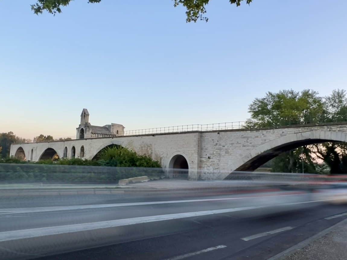 Pont d'Avignon roadside view from city Wall