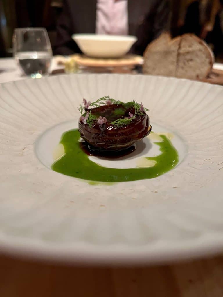 Vegetarian main course at Michelin Starred La Mirande