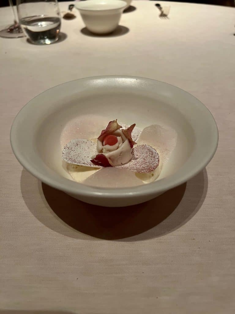 Vegetarian course at Michelin Starred La Mirande Restaurant