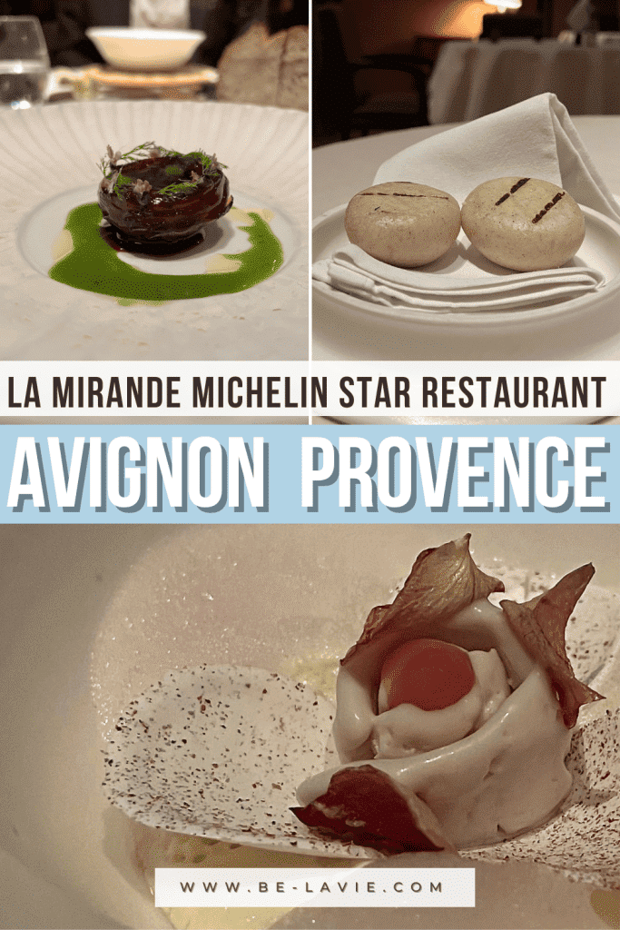 Vegetarian-friendly Michelin starred dining at La Mirande: Pinterest Pin