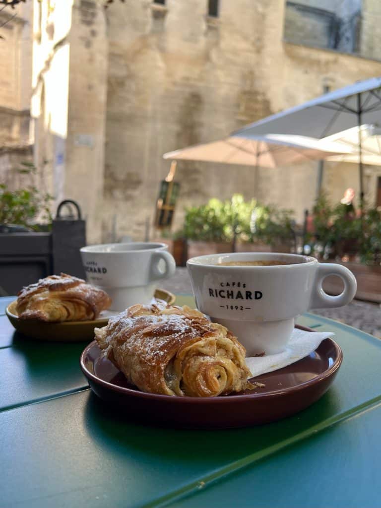 chez Lisette cappuccino with almond pain au chocolate