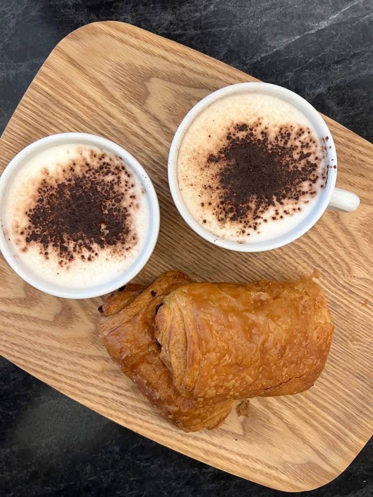 La Fabrique Des Saveurs pain au chocolat with cappuccino