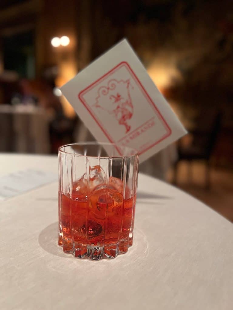 Vegetarian-friendly Michelin starred dining at La Mirande: Negroni