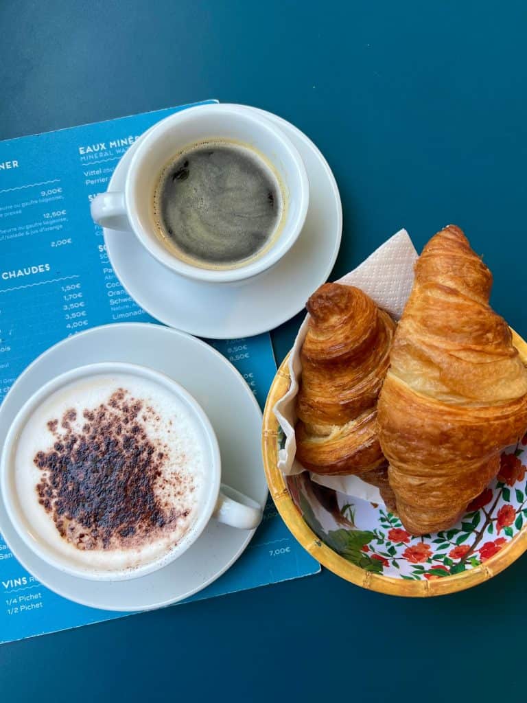 The Beau Bar breakfast croissants with coffee