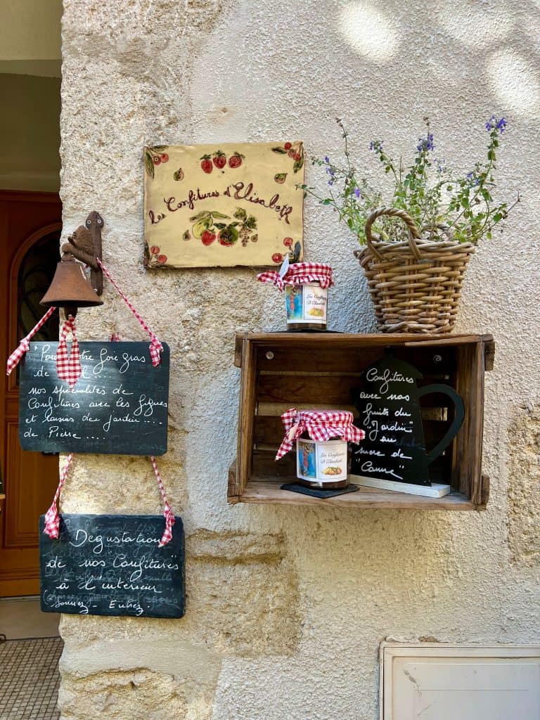 bottled conserves on table in Baumes de Venise