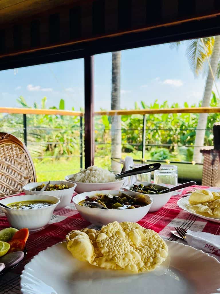 Eco-friendly Hotels in Kerala: Lunch on Pickadly houseboat top deck on the luxury Royal Suite