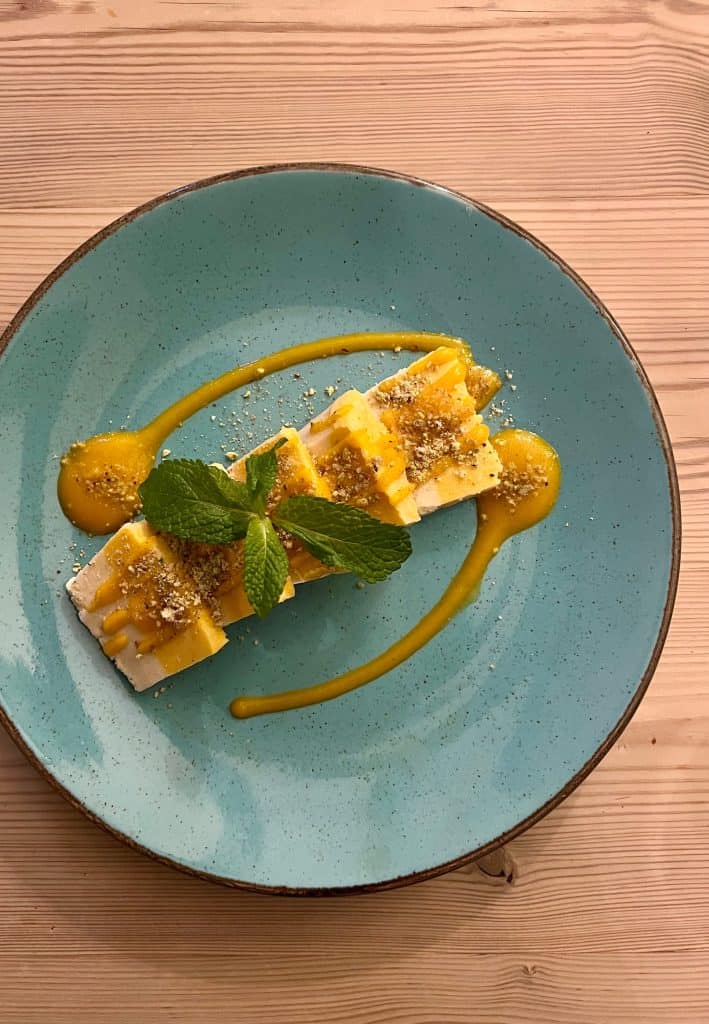 Beautiful Indian Food & rooms: The Marquess of Exeter: Mango Kulfi on blue plate top lay