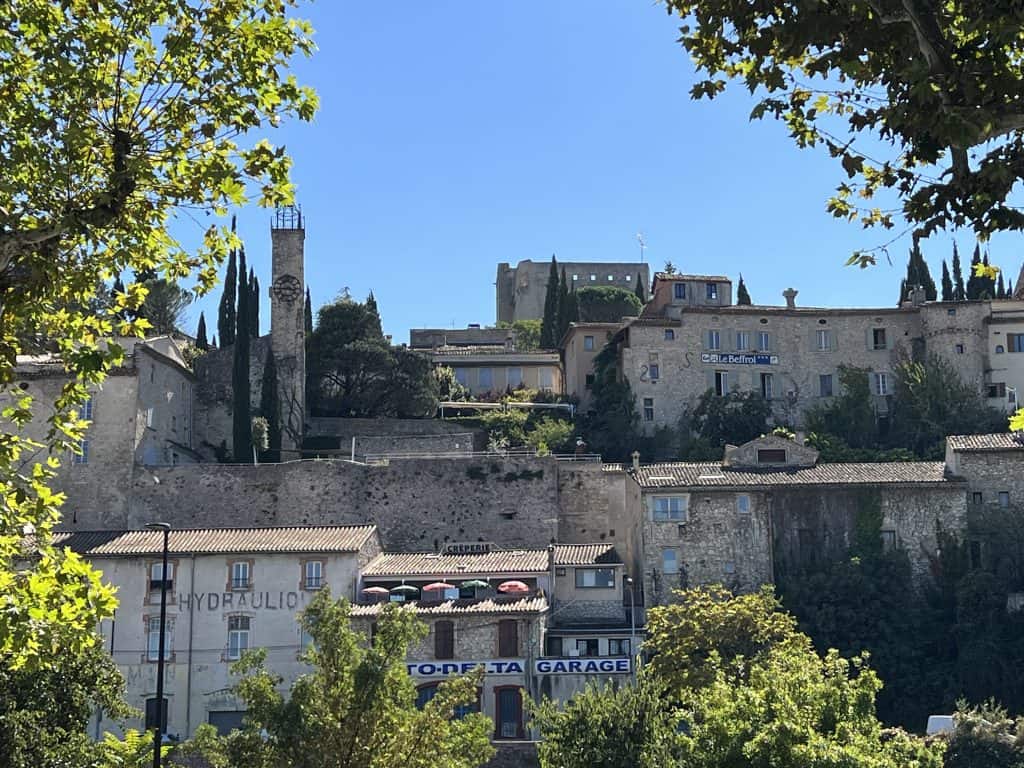 Vaison la Romaine view from car park at base of village