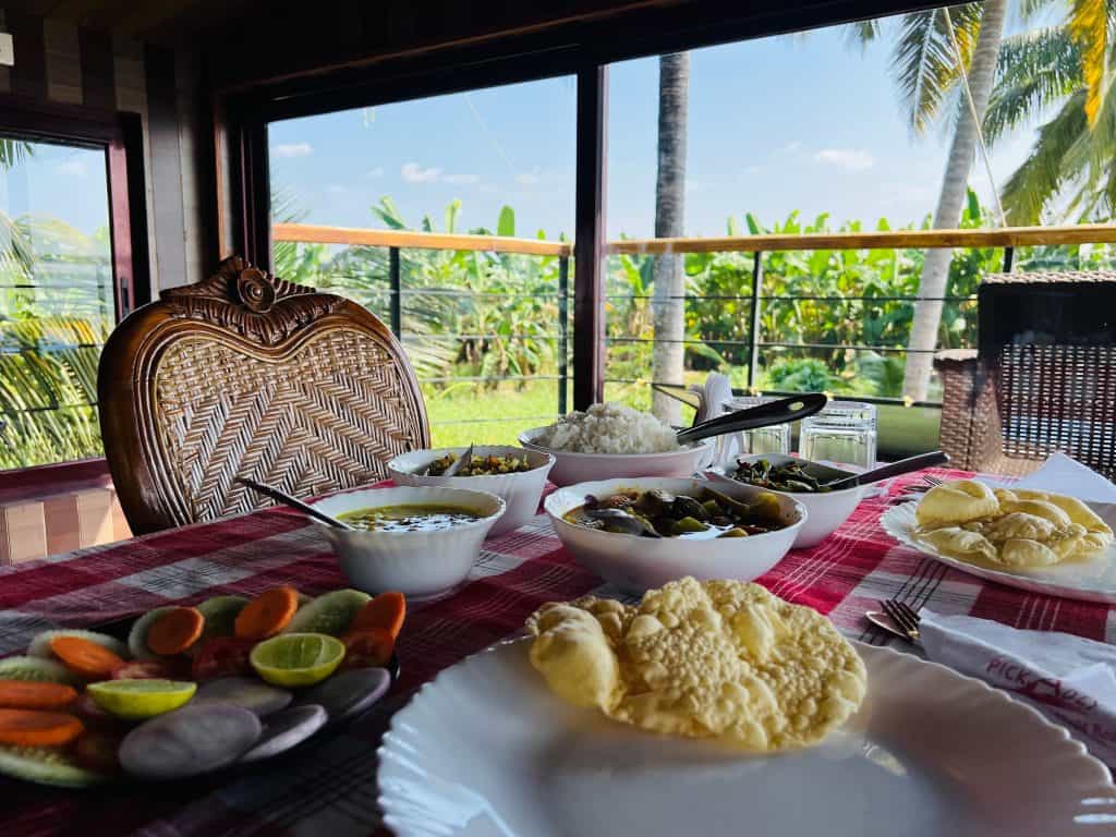 Beautiful Kerala backwaters: Lunch served on the top deck of the Pickadly Royal Suite houseboat