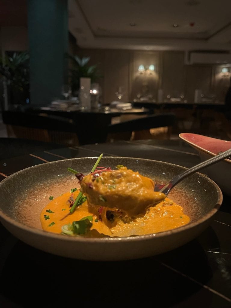 Spoonful of Nizami vegetable Kofta curry at Varanasi, Leicester