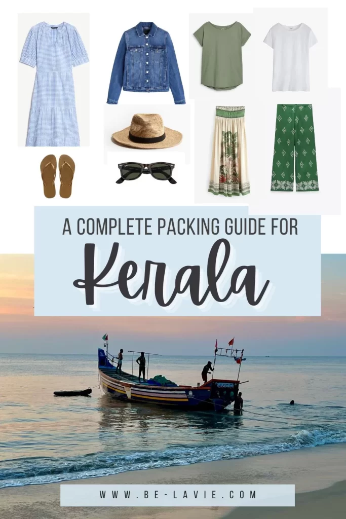 What you need to pack for Kerala: A pinterest pingraphic with images which have been overlaid with text reading 'a complete packing guide for Kerala'.